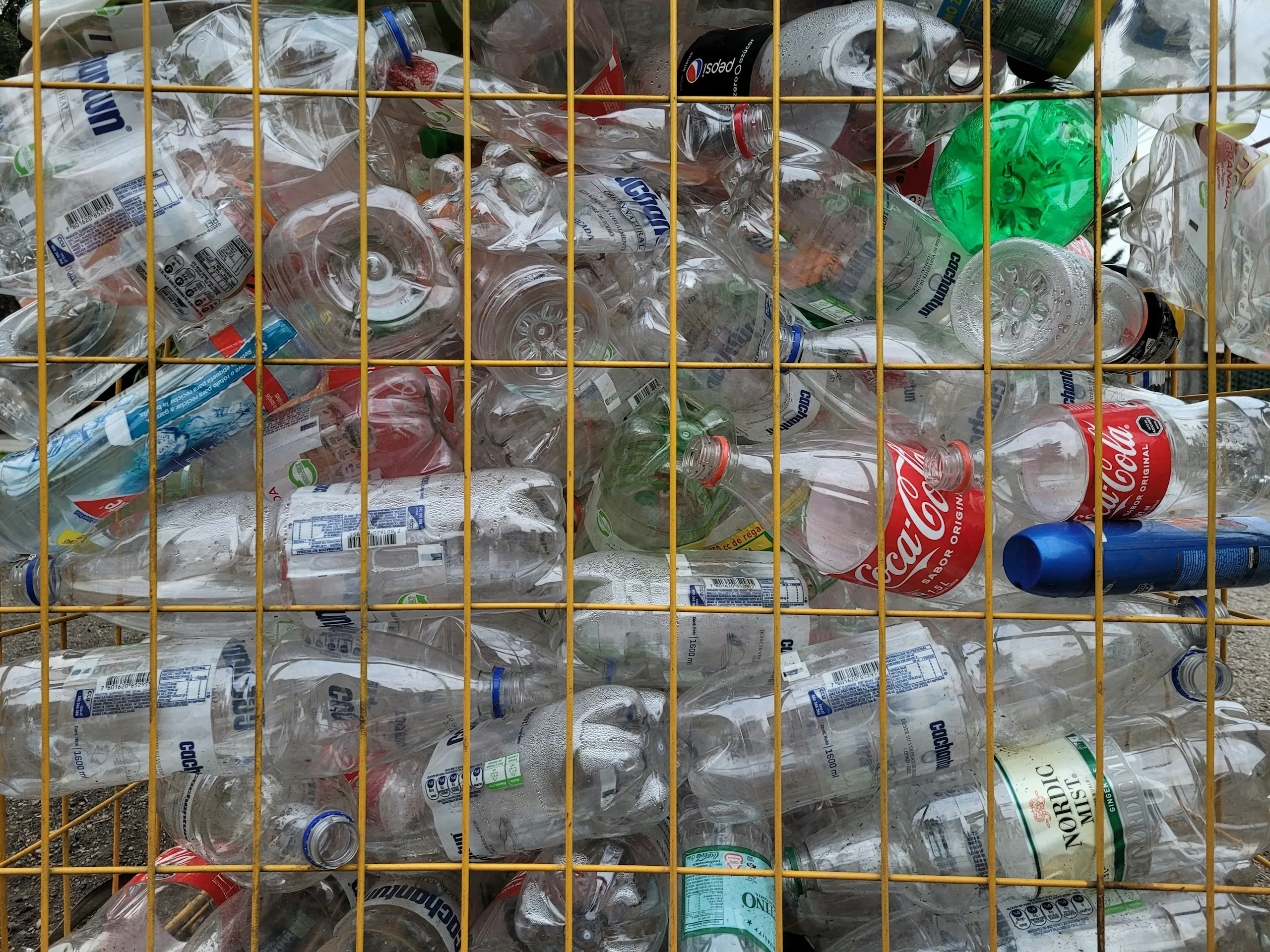 Collected bottles for materials recycling